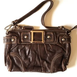 Black Rivet Wilson Leather Brown Baguette Bag